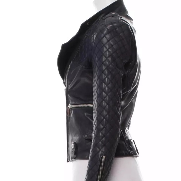 Barbara Bui NWOT quilted navy leather jacket 36 - Picture 4 of 8